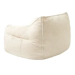 Best Bananair Pouf fauteuil velours côtelé 100x110 cm blanc cassé
