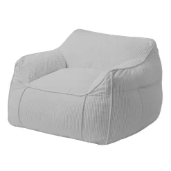 Online Bananair Pouf fauteuil velours côtelé 100x110 cm gris clair
