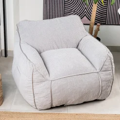 Online Bananair Pouf fauteuil velours côtelé 100x110 cm gris clair