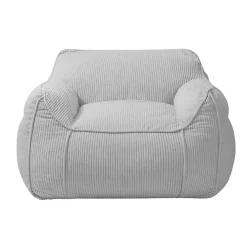 Online Bananair Pouf fauteuil velours côtelé 100x110 cm gris clair