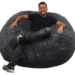 Bananair Pouf géant déhoussable fausse fourrure 140 cm gris* Pouf Et Poire