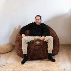 Discount Bananair Pouf géant déhoussable fausse fourrure 120 cm chocolat