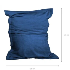 Vivezen Pouf géant XXL, fauteuil d'intérieur déhoussable - 150 x 180 cm - Sherpa - Bleu marine -* Pouf Et Poire