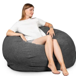 Outlet Bananair Pouf lit convertible 2en1 déhoussable en velours côtelé gris foncé