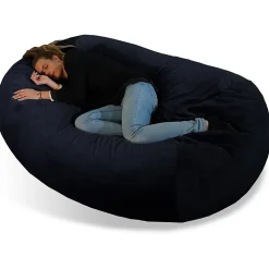 Best Bananair Pouf long géant déhoussable fausse fourrure noir 160 cm