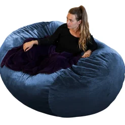 Online Bananair Pouf long géant déhoussable fausse fourrure bleu 160 cm