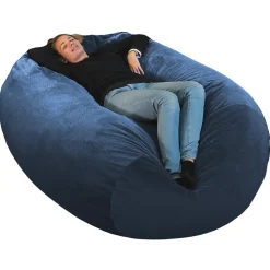 Online Bananair Pouf long géant déhoussable fausse fourrure bleu 160 cm