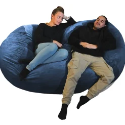 Online Bananair Pouf long géant déhoussable fausse fourrure bleu 160 cm
