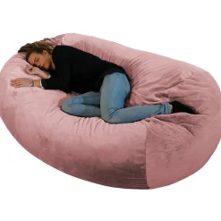 Sale Bananair Pouf long géant déhoussable fausse fourrure rose 160 cm