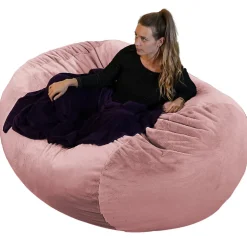 Sale Bananair Pouf long géant déhoussable fausse fourrure rose 160 cm