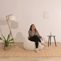 Bananair Pouf poire déhoussable velours côtelé 105x85 cm beige