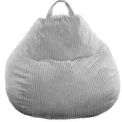 Clearance Bananair Pouf poire déhoussable velours côtelé 80x70 cm gris clair