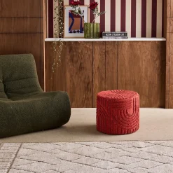 Sweeek Pouf rond bouclette tuftée terracotta D.43 x H 37cm - Nuba* Pouf Et Poire