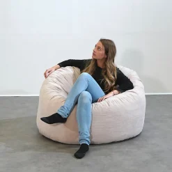 Sale Bananair Pouf rond doux en velours côtelé 100 cm beige