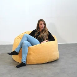 Clearance Bananair Pouf rond doux velours côtelé 100 cm jaune