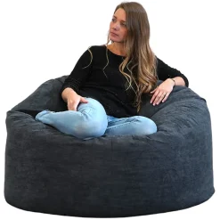 Clearance Bananair Pouf rond doux velours côtelé 100 cm noir