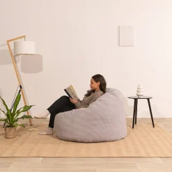 Outlet Bananair Pouf velours côtelé épais 100cm gris clair