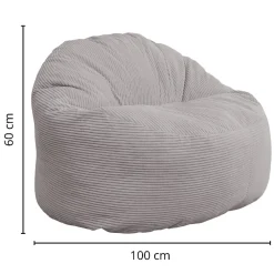 Outlet Bananair Pouf velours côtelé épais 100cm gris clair
