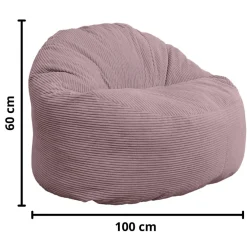 Hot Bananair Pouf velours côtelé épais 100cm violet parme