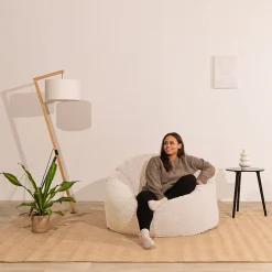 Clearance Bananair Pouf velours côtelé épais 100cm blanc