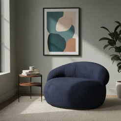 Outlet Bananair Pouf XXL déhoussable en velours côtelé 110x100 cm bleu foncé