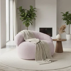 Hot Bananair Pouf XXL déhoussable en velours côtelé 110x100 cm rose