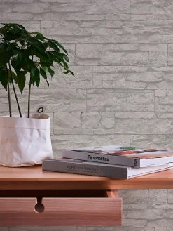 Sale Profhome 707116-GU Papier peint aspect pierre carrelage légèrement texturé mat 5,33 m2