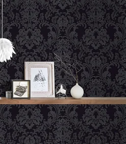 Clearance Profhome 361663-GU Papier peint baroque texturé subtilement chatoyant 5,33 m2