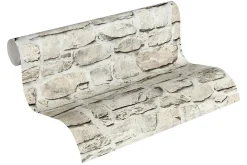Clearance Profhome 363702-GU Papier peint aspect pierre carrelage lisse mat 5,33 m2