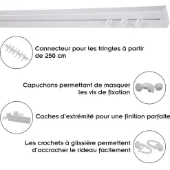 Clearance Monmobilierdesign Rail De Plafond Tringle En Pvc Pour Rideaux à Crochets Blanc Monorail Droit 120 Cm