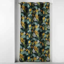 Clearance Douceur D'Intérieur Rideau à œillets 140 x 240 cm coton imprimé Panazio Bleu/Jaune