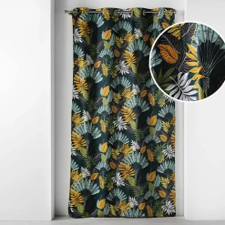Clearance Douceur D'Intérieur Rideau à œillets 140 x 240 cm coton imprimé Panazio Bleu/Jaune