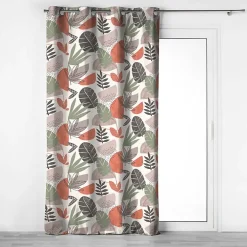 Best Douceur D'Intérieur Rideau à œillets 140 x 240 cm Coton imprimé BIANCA Motif feuillage tendance