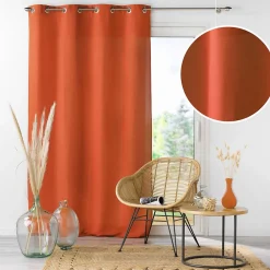 Clearance Douceur D'Intérieur Rideau à œillets 140 x 280 cm en microfibre unie Absolu Terracotta Grande hauteur