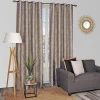 Discount Dylrev Rideau à œillets tissé jacquard feuilles noires L.240 x l.140cm