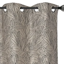 Discount Dylrev Rideau à œillets tissé jacquard feuilles noires L.240 x l.140cm