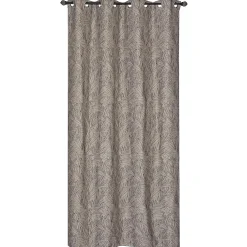 Discount Dylrev Rideau à œillets tissé jacquard feuilles noires L.240 x l.140cm