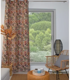Clearance Douceur D'Intérieur Rideau à motifs ethniques terracotta - 130x240 cm - 130x240cm - Terre cuite