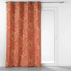 Outlet Douceur D'Intérieur Rideau à oeillets 140 x 260 cm Imprimé métalillisé Belflor Terracotta/Or