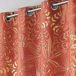Outlet Douceur D'Intérieur Rideau à oeillets 140 x 260 cm Imprimé métalillisé Belflor Terracotta/Or