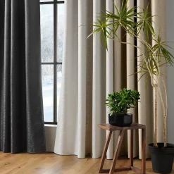 Discount Douceur D'Intérieur Rideau à oeillets isolant thermique 140 x 260 cm jacquard Polarine Anthracite