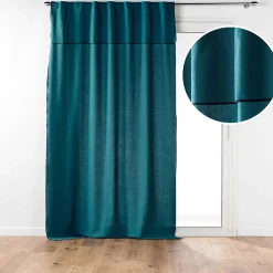 Clearance Douceur D'Intérieur Rideau à passants cache-volants en coton 140 x 240 cm Mistraline Bleu canard