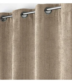 Outlet Douceur D'Intérieur RIDEAU A OEILLETS 140 x 260 CM VELOURS CHENILLE LEO SABLE - 140x260cm - Sable