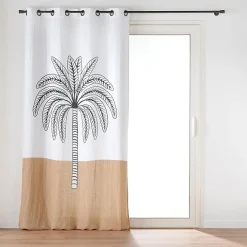 Best Douceur D'Intérieur Rideau a oeillets 140 x 240 cm en gaze de coton imprime Oasia