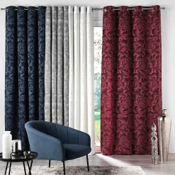 Sale Douceur D'Intérieur Rideau a oeillets 140 x 280 cm jacquard rosalina Navy