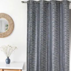 Sale Home Maison Rideau en Jacquard à Rayures Verticales "Fun" (135x260 cm - Bleu)