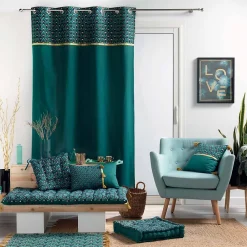 Sale Douceur D'Intérieur Rideau esprit art déco (140x240 cm - Bleu)