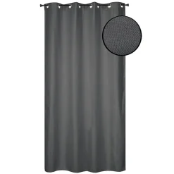 Outlet Dylrev Rideau isolant thermique à œillets, doublure polaire effet lin gris foncé L.240 x l.135cm