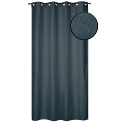 Outlet Dylrev Rideau isolant thermique à œillets, doublure polaire effet lin bleu marine L.240 x l.135cm