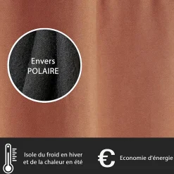 Discount Dylrev Rideau isolant thermique à œillets, doublure polaire marron camel L.240 x l.140cm